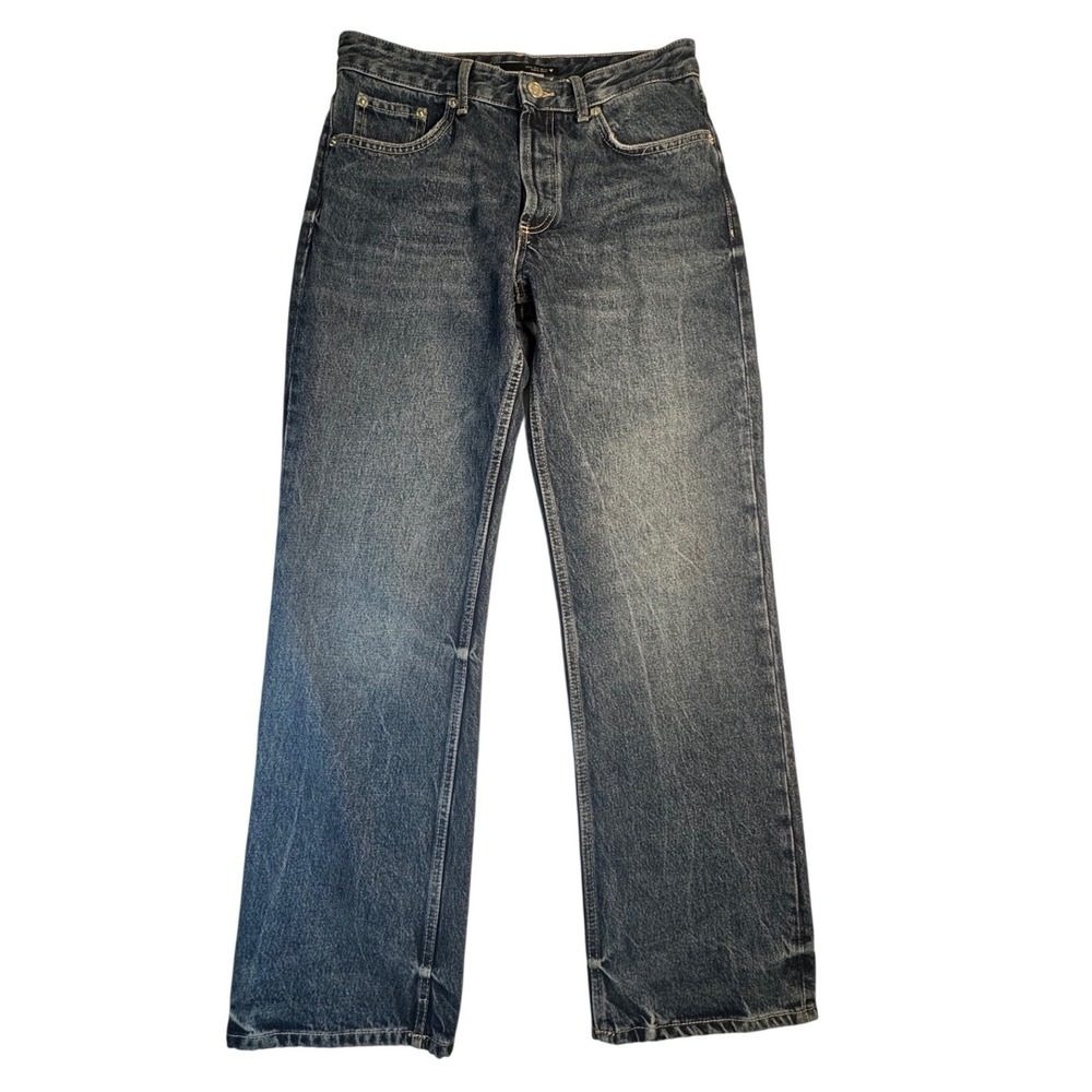 Zara + Denim Jeans Womens Size 6 Medium‎ Wash Straight Leg Button Fly EUC - Picture 2 of 9